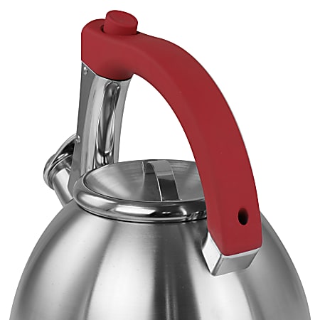 Coffee Qt Stainless Steel Whistling Tea Kettle SilverRed