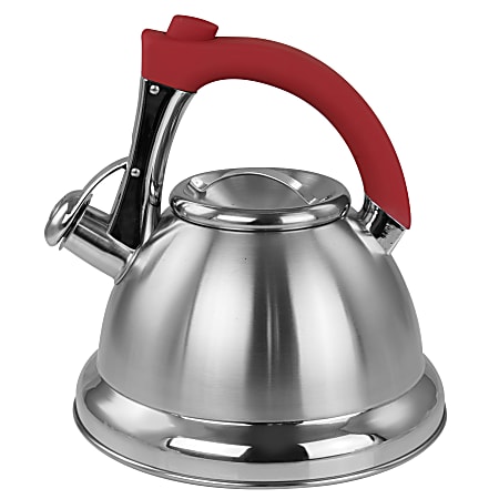 Coffee Qt Stainless Steel Whistling Tea Kettle SilverRed