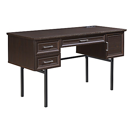 Office Star™ Jefferson 54"W Executive Computer Desk With Power And Lockdowel™ Fastening System, Espresso