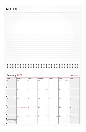 Office Depot® Brand Monthly Desk/Wall Calendar, 11" x 8-1/2", White, January To December 2021, OD301528