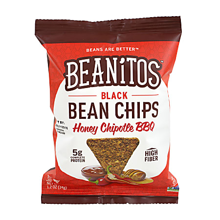 Beanitos Black Bean Chips Bags, Honey Chipotle BBQ, 1.2 Oz, Box Of 24