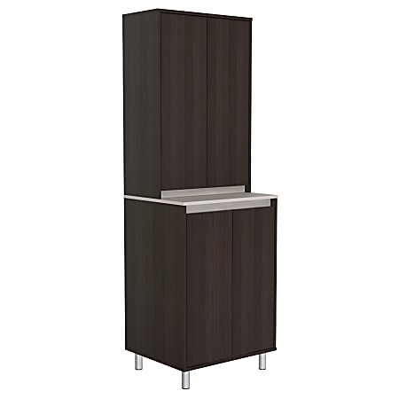 Inval 71"H Coffee Station Cabinet, Espresso/Ambar Gray