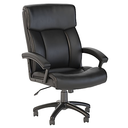 Bush Business Furniture Stanton Plus Ergonomic Bonded Leather High-Back Office Chair, Black, Standard Delivery