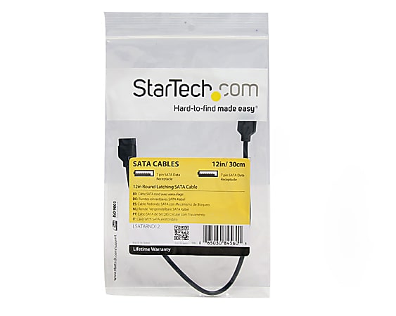 StarTech.com 12in Latching Round SATA Cable SATA for Hard Drive 12 1 ...