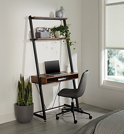 Realspace&reg; Belling 35"W Leaning Computer Desk, Modern Oak