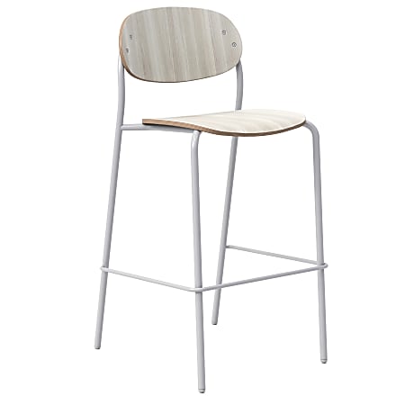 KFI Studios Tioga Laminate Barstool With Back, Ash/Silver