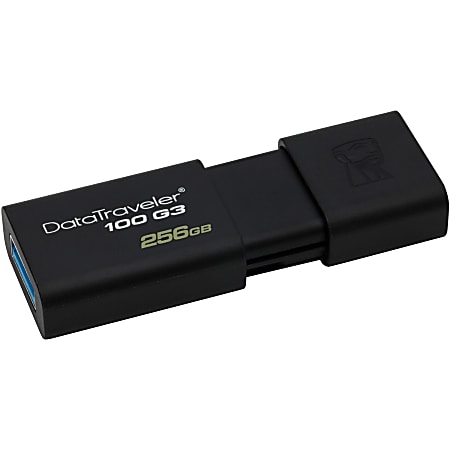 Kingston 256GB DataTraveler 100 G3 USB 3.0 Flash Drive - 256 GB - USB 3.0 Type A - Black - 5 Year Warranty - 1