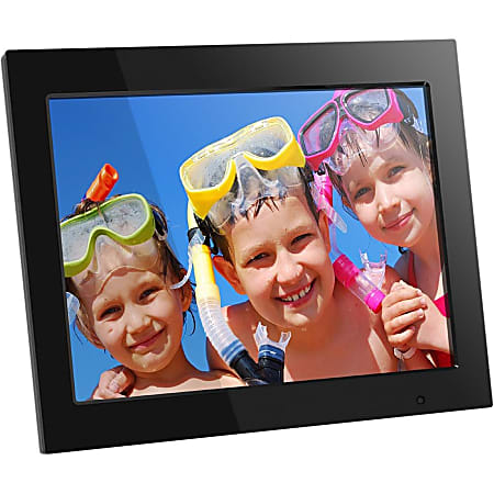 Aluratek ADMPF315F 15" High-Resolution Digital Photo Frame, 14" x 1.13" x 12", Black