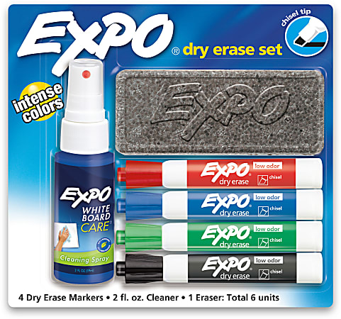 EXPO® Dry-Erase Starter Kit, Low Odor, Chisel-Tip, Assorted