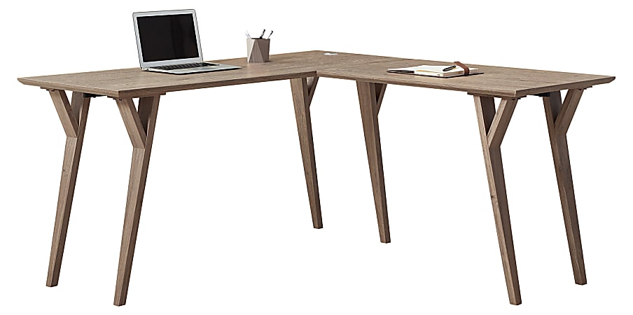 Realspace® Trezza 62"W L-Shaped Computer Desk, Light Oak