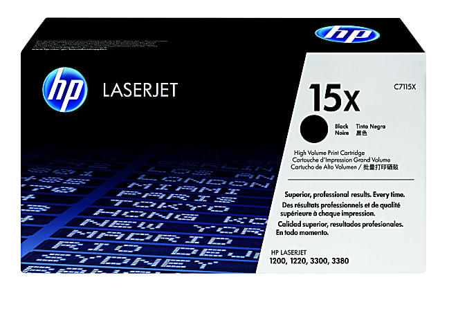HP 15X Black High Yield Toner Cartridge, C7115X