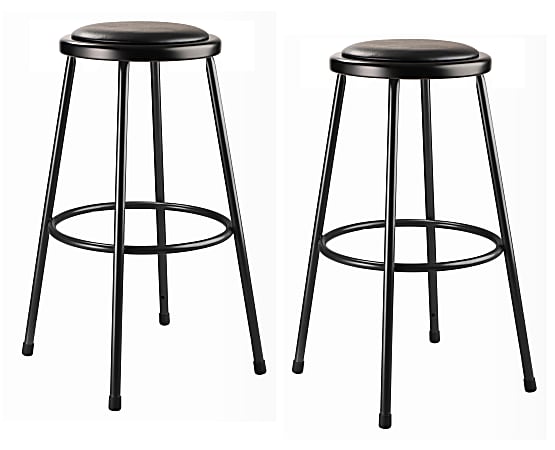 National Public Seating® 6400 Series Padded Stools, Black, Pack Of 2 Stools