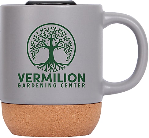 Cork Bottom Ceramic Mug With Lid 13 oz