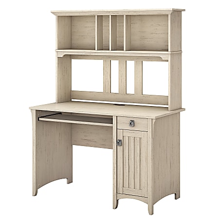 Bush Furniture Salinas Mission 48"W Computer Desk With Hutch, Antique White, Standard Delivery