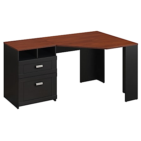Bush Business Furniture Wheaton 60"W Reversible Corner Desk, Antique Black/Hansen Cherry, Standard Delivery