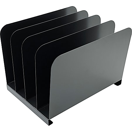 Huron Vertical Desk Organizer, 4 Compartment(s), Vertical, 7.75"H x 11"W x 11"D, Durable, Black, Steel