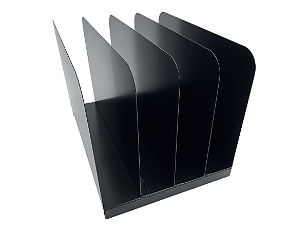 Huron Vertical Desk Organizer, 4 Compartment(s), Vertical, 7.75"H x 11"W x 11"D, Durable, Black, Steel
