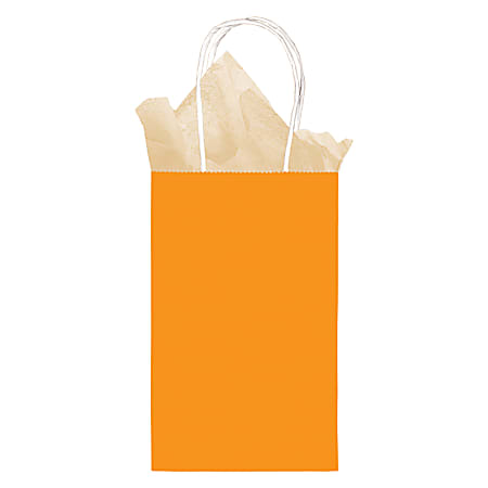 Amscan Kraft Paper Gift Bags, Small, Orange, Pack Of 24 Bags