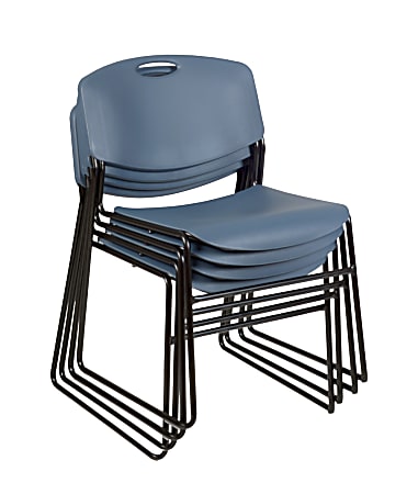 Regency Zeng Polyurethane Armless Stacking Chairs, Black/Blue, Pack Of 4 Chairs