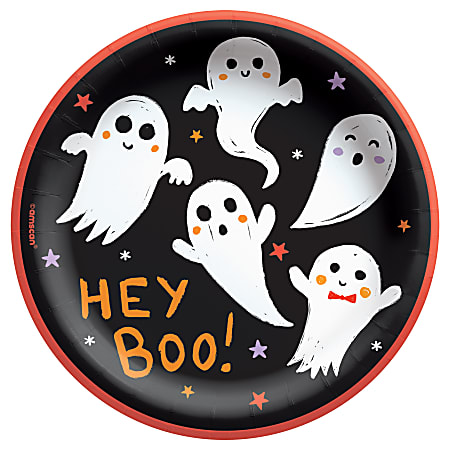 Amscan Spooky Friends Dessert Paper Plates, 6-3/4", Multicolor, Pack Of 150 Plates