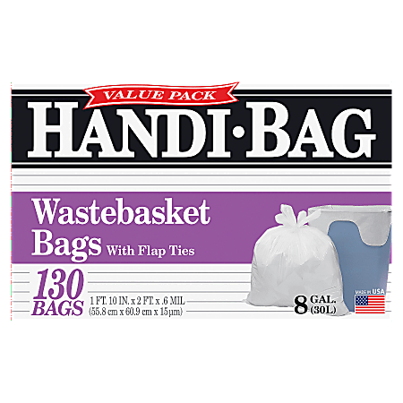 Webster Draw 'n Tie 0.6 mil Handi Bag Waste Liners, 8 Gallons, 21 1/2" x 24", White, Box Of 130