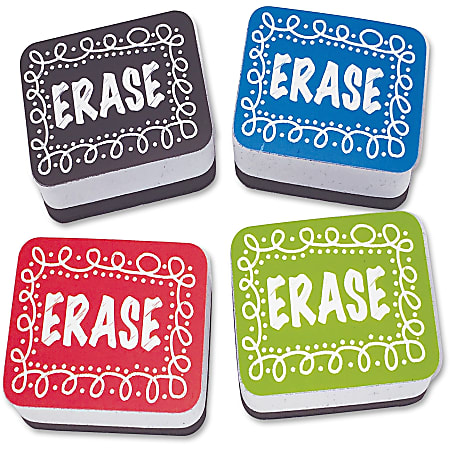 Ashley Chalk Design Mini Whiteboard Erasers 2 x 1.25 Multicolor Pack Of 10  - Office Depot