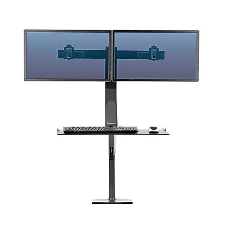 Fellowes® Extend™ Sit Stand Dual Monitor Mount with Humanscale™ Technology, Black