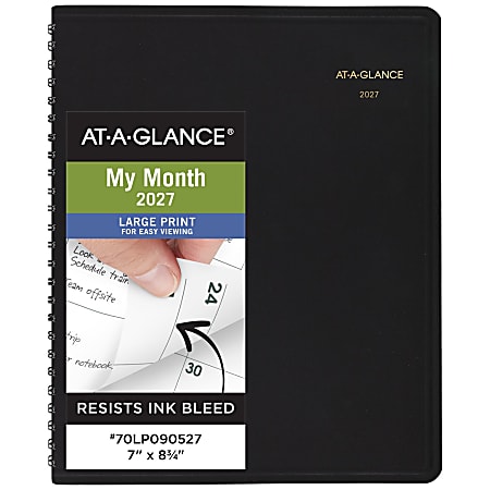 AT-A-GLANCE® Large Print 2027 Monthly Planner, Black, Medium, 7" x 8 3/4"