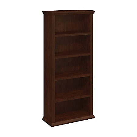 Bush Business Furniture Yorktown 67"H 5-Shelf Bookcase, Antique Cherry, Standard Delivery