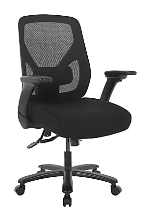 Realspace® MFTC 400 Big & Tall Ergonomic Mesh/Fabric High-Back Chair with Flip-Up Armrests, Black/Black, BIFMA Compliant