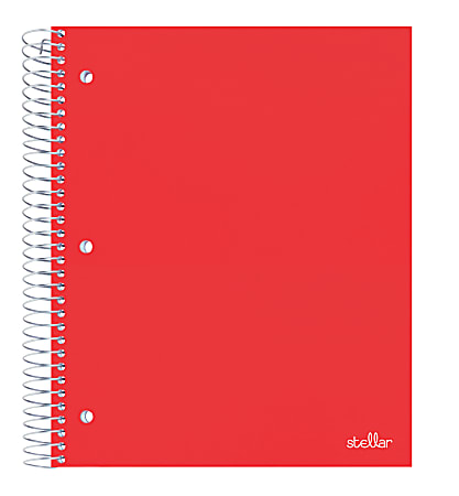 Office Depot® Brand Stellar Poly Notebook, 8-1/2" x 11", 5 Subject, College Ruled, 200 Sheets, Red
