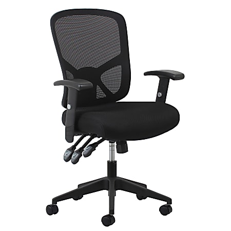 OFM Essentials 3-Paddle Ergonomic Mesh High-Back Chair, Black/Silver