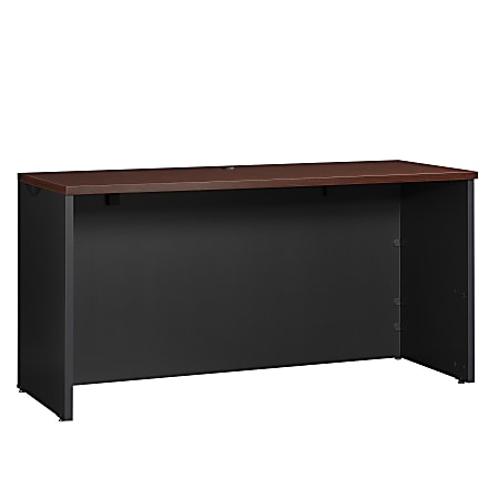 Sauder Via 60"W Credenza Desk, Classic Cherry®/Soft Black