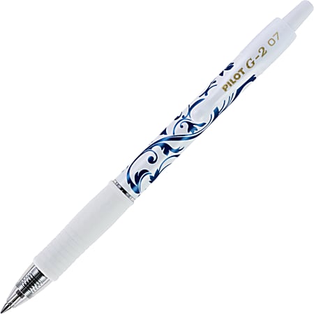 Pilot G2 Fashion Roller Gel Pen - Fine Pen Point - 0.7 mm Pen Point Size - Refillable - Retractable - Blue Gel-based Ink - White Rubber Barrel - 1 Dozen