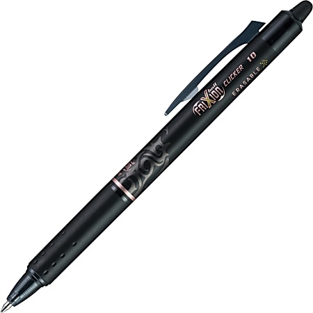 Pilot® FriXion® Ball Clicker Erasable Retractable Gel Pens, Pack of 12, Bold Point, 1.0 mm, Black Barrel, Black Ink