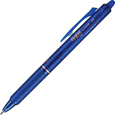Pilot® FriXion® Ball Clicker Erasable Retractable Gel Pens, Pack of 12, Bold Point, 1.0 mm, Blue Barrel, Blue Ink