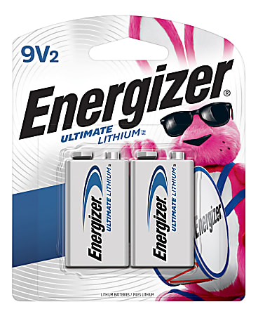 Energizer® Ultimate 9-Volt Lithium Batteries, Pack Of 2