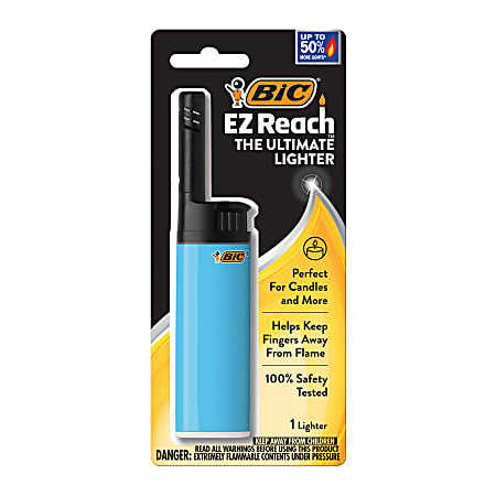 BIC EZ Reach Lighter With Extended Wand, 4-1/4”H x 1”W x 1/2”D, Assorted Colors