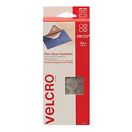 VELCRO® Brand Tape Combo Pack, 3/4 Dots, Clear, Case Of 200 Dots