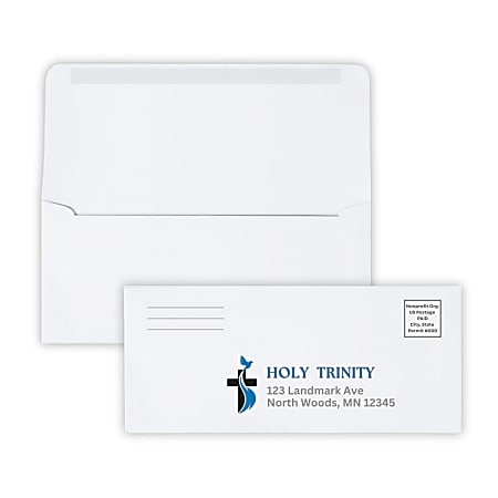 Custom #9 Remittance/Offering And Donation Envelopes, Full Color Outside Front And Flap, 3-7/8" x 8-7/8", 24 LB White Wove, Box Of 500