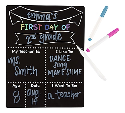 Office Depot® Brand First Day & Last Day Of School Chalkboard, 9-1/2" x 12-1/2", Black