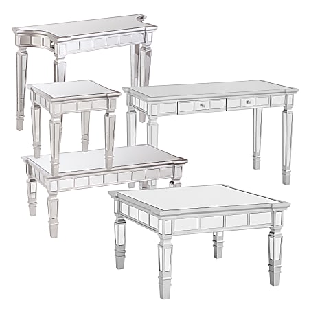 Glenview glam mirrored writing desk with drawers sale