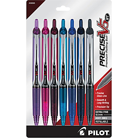 Pilot PRECISE V5 RT Premium Rolling Ball Pens Pack Of 7 Extra Fine