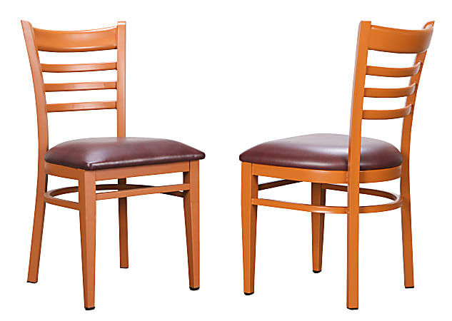 Linon Jordan Metal Side Chairs, Burgundy/Honey, Set Of 2 Chairs