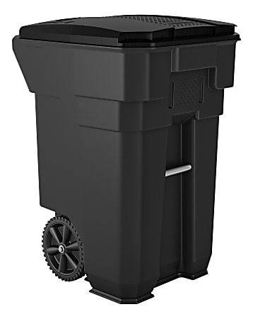 Suncast Commercial Wheeled Square HDPE Trash Can, 65 Gallons, 40-7/8"H x 27"W x 31-1/4"D, Gray
