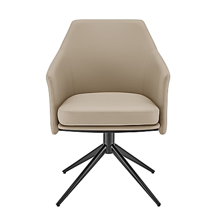 Eurostyle Signa Leatherette Swivel Accent Chair Armchair, Light Taupe/Black