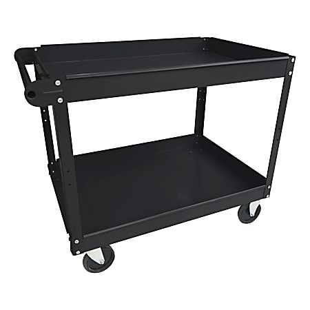 Lorell™ 2-Shelf Utility Cart, 16"W, Black