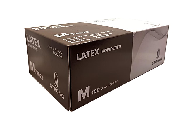 Strong Manufacturers Powdered Latex Food Service Gloves, Medium, Cream, 100 Gloves Per Box, Case Of 10 Boxes