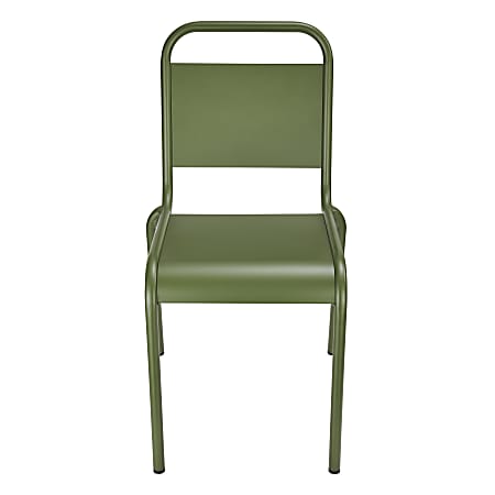 Eurostyle Otis Outdoor Furniture Aluminum Stackable Side Chairs, Dark Green, Set Of 2 Chairs