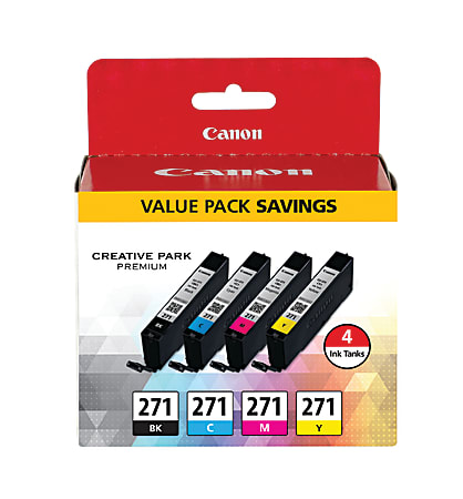 Canon® CLI-271 Black And Cyan, Magenta, Yellow Ink Tanks, Pack Of 4, 0390C005